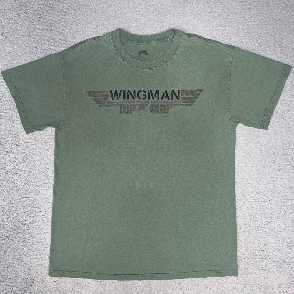 Official Paramount Wingman Top Gun T Shirt Men's Sz M Green Movie Promo Film Tee